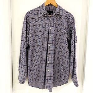 Scott Barber Men's Casual Plaid Check Button-Up Cotton Preppy Dress Shirt Size M